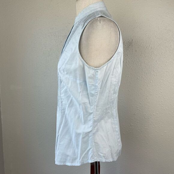 Mossimo Button Down Collarless Top Size M EUC - Picture 3 of 5